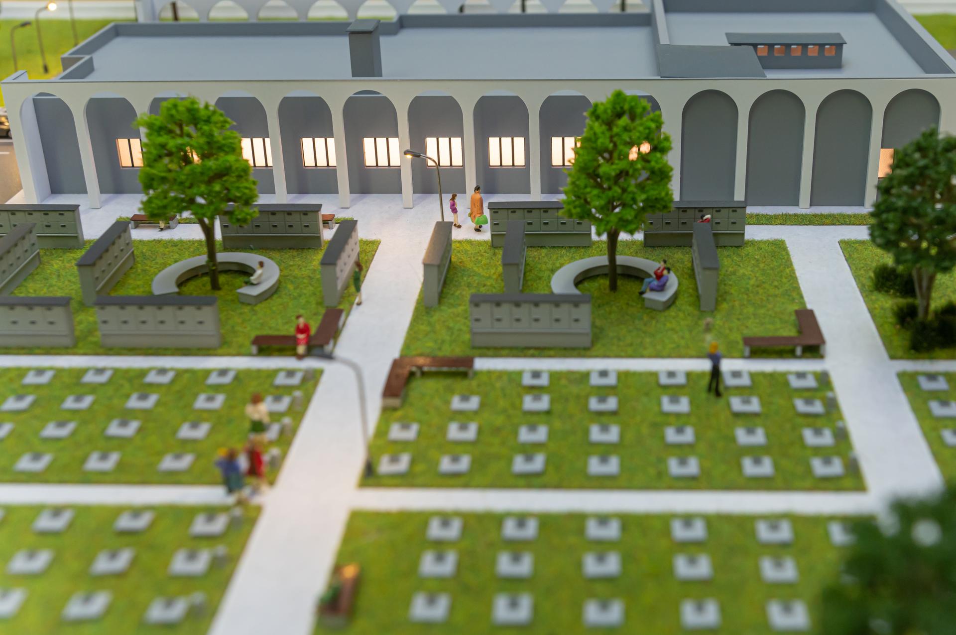 Детализация благоустройства территории и подъездных путей на архитектурном макете комплекса