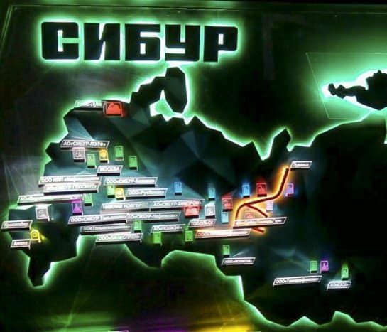 Макет карты РФ с объектами Сибур